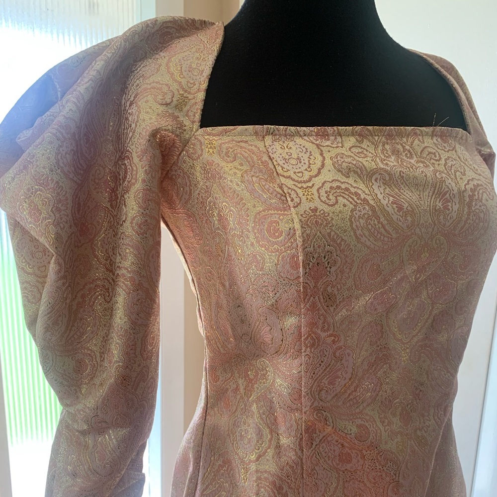 Jacquard Puff sleeve mini dress